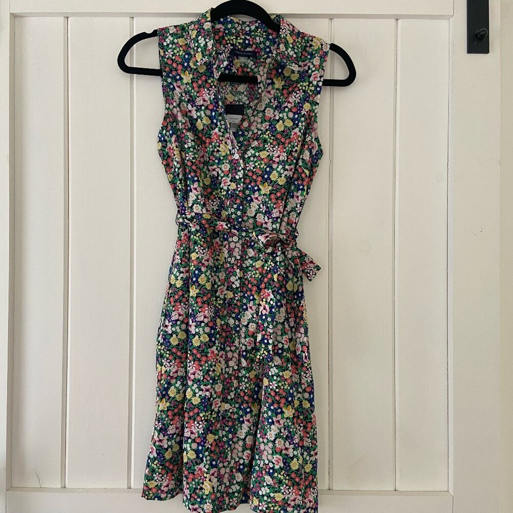 Tommy Hilfiger Navy Multicolor Floral  Sleeveless Midi Dress